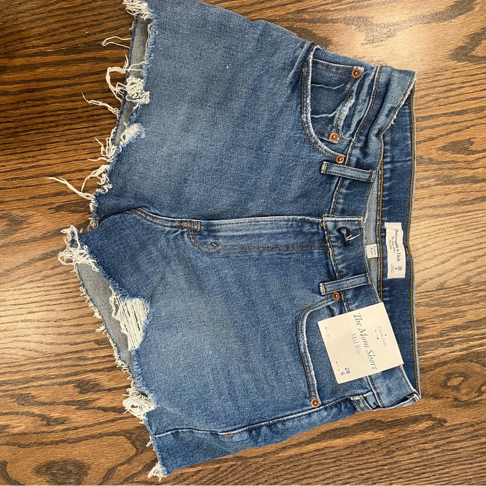 Abercrombie & Fitch Distressed Blue Denim Cutoff Shorts; NEW WITH TAG
